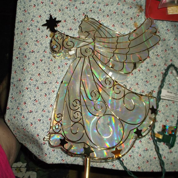 none Other - irridescent light up angle tree topper like new none Other - irridescent light up angle tree topper like new